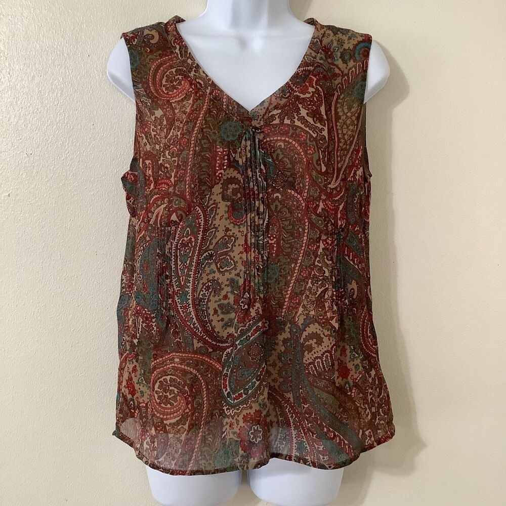 Paisley Babydoll Top LP Bohemian Boho Earthy Casual Summer Hippie‎ Fairy Grunge